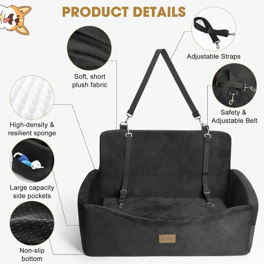 JOEJOY Dog Car Seat for Large Medium Sized Dogs Under 55 lbs